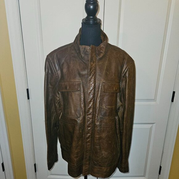 Gap Men's Brown Leather Coat - Picture 5 of 5